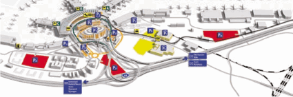 Düsseldorf - letiště - mapa terminálu (infografika)