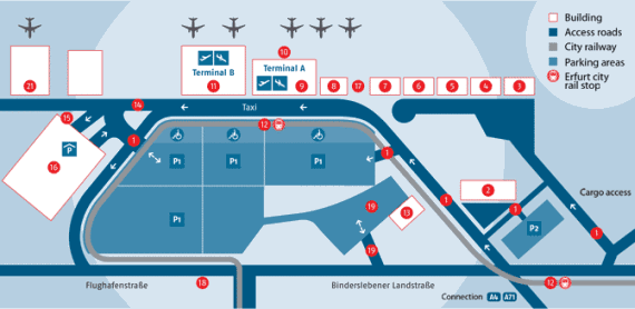 Erfurt - letiště - mapa parkingu (infografika)