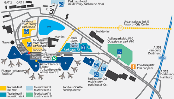 Letiště Hannover - terminál - přehled (infografika)