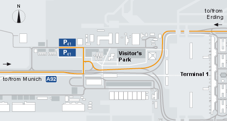 Letiště Mnichov - mapa parking P41 (infografika)